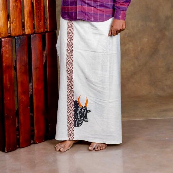 காளையன் கைத்தறி வேட்டி – 4 முழம் | Cotton Traditional Vetti (Natural)