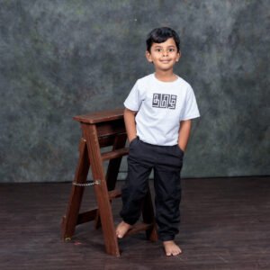 Tamil Kids T-Shirt in Ecru color featuring தமிழ் typography front view